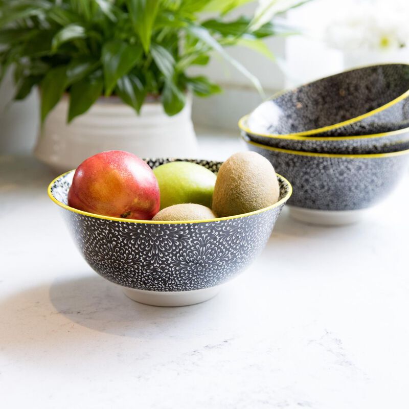 Mikasa 15.5cm Does It All Bowl Black Floral image number 2